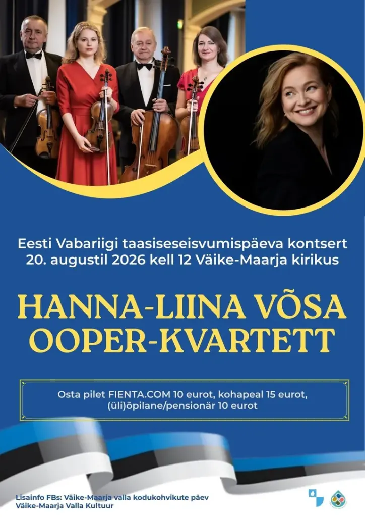 Hanna-Liina Võsa ja ooper-kvartett annavad 20. augustil Väike-Maarja kirikus tasuta kontserdi