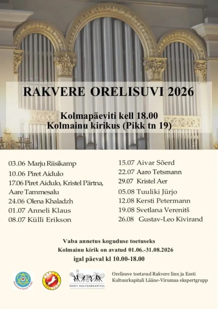 Rakvere orelipooltund 19. augustil: Külli Erikson ja vaba annetus
