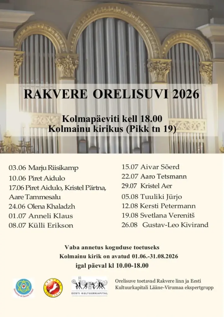 Rakvere orelipooltund 19. augustil: Külli Erikson ja vaba annetus