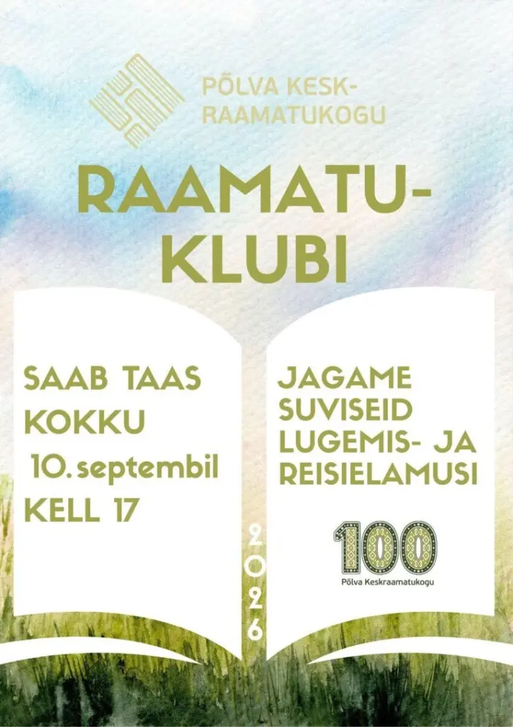 Põlva raamatuklubi koguneb 10. septembril tasuta